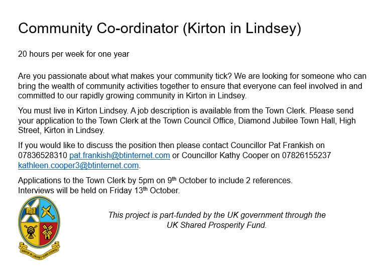 Community Co-Ordinator advert Oct2023